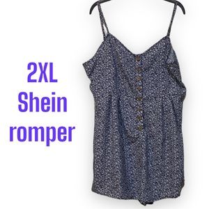 3/$30* 2XL Short Romper Adj Spaghetti Straps Buttons Jumpsuit Floral Shein ~XXL